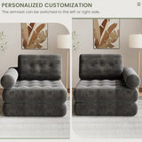 DSNAPE 35" Folding Sofa Bed, 5-in-1 Convertible Sleeper Chair Floor Mattress with Removable Armrest, Boneless Couch in a Box Fold Out Futon Lounge Chair Bed for Dorm Bedroom Small Space - Grey, Single DSNAPE