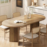 LITTLE TREE 63" Rustic Oval Dining Table for 4-6, Sturdy MDF Farmhouse Kitchen Table with Metal Strip Base, for Living Room, Office, Restaurant, Multi-Use, Umber LITTLE TREE