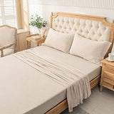 PURE ERA Jersey Knit 4pc Bed Sheet Set 100% T-Shirt Heather Cotton Super Soft Comfy Breathable Fits Mattress Up to 20" Extra Deep Pocket (Heather Beige, King) PURE ERA