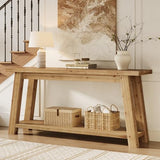 LITTLE TREE 70.9" Solid Wood Console Table for Entryway, 2-Tier Sofa Table Behind Couch, Farmhouse Entryway Table for Living Room, Bedroom, Foyer LITTLE TREE