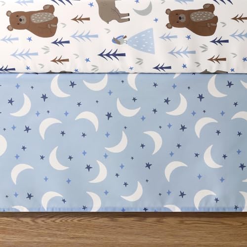 The Peanutshell 3 Piece Baby Crib Bedding Set for Boys - Newborn, Infant & Toddler Nursery Bed Set Decor with Fitted Crib Sheet, Dust Ruffle Comforter - Under The Stars The Peanutshell