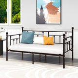 HOMERECOMMEND Metal Daybed Frame Twin Metal Slats Platform Base Box Spring Replacement Bed Sofa for Living Room Guest Room (Twin, Black Sanded) HOMERECOMMEND