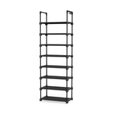 LANTEFUL Tall Shoe Rack 8 Tiers, 16-20 Pairs Shoe and Boots Organizer Storage Sturdy Shoe Shelf, Narrow Vertical Shoe Rack for Entryway, Closet, Metal Shoe Organizer with 5 Hooks LANTEFUL