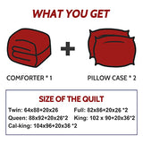 Decroom Lightweight Full Comforter Set with 2 Pillow Sham - 3 Pieces Set - Quilted Down Alternative Comforter/Duvet Insert for All Season - Red/Black - Full Size Decroom