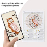 JOINRUN Beginner Embroidery Kit for Adults, Owl Cross Stitch Kits with 7.9" Hoop, Threads, Needles, Learn Stitches with Pre-Printed Patterns, Video Tutorial, DIY Needlework Craft Gift for Women