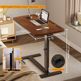 Over Bed Table Pneumatic Adjustable Height Stand Desk with Hidden Casters Foldable Mobile Laptop Computer Standing Desk with USB Ports Pad Generic