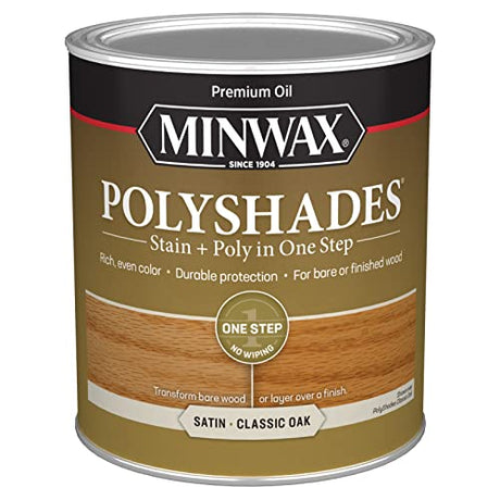 Minwax PolyShades Wood Stain + Polyurethane Finish – Quart, Classic Oak, Satin Minwax