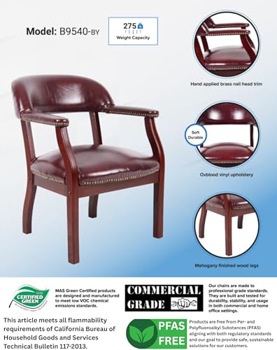 Boss Captain’s Chair In Burgundy Vinyl Boss Office Products