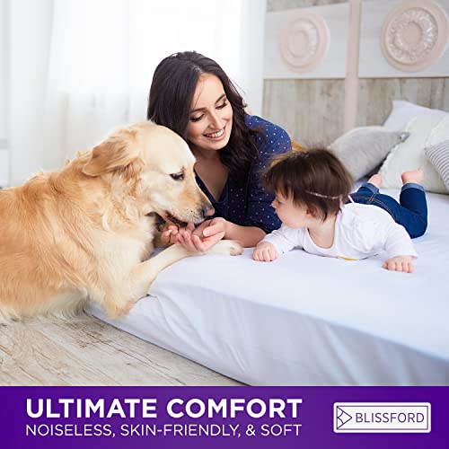 BLISSFORD Plastic Mattress Protector - Heavy Duty, Twin Size Fitted Vinyl - Plastic Mattress Cover, Rubber Sheets for Bedwetting Adult or Child, 100% Waterproof Sheets for Bed BLISSFORD