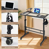 ADQZYWT Adjustable Standing Desk with Wheels, Portable Rolling Walking Pad Desk, Small Laptop Table for Home Office, Sit Stand Up Workstation, Size 15.7"x31.5" Black Desk ADQZYWT