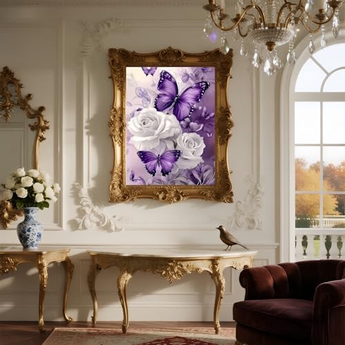 BYGFHLYW 5D Butterfly Diamond Art Kits for Adults, Butterfly Diamond Painting for Adults Beginner, DIY Full Drill Diamond Dot Gem Painting Gem Art kit for Home Wall Decor 12x16inch BYGFHLYW