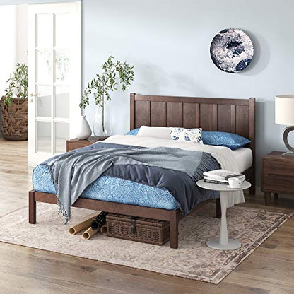 Zinus Adrian Rustic Wood Platform Bed with Headboard - Full Size, No Box Spring Needed - WoodArtSupply