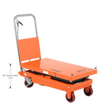T Tory Carrier Hydraulic Manual Scissor Lift Table Cart, 770 lbs Capacity 51" Lifting Height, 4 Wheels Lift Table and Safety Back Guard for Material Handling T TORY CARRIER