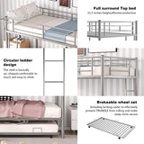 Merax Metal Bunk Bed Twin Over Twin Triple Bunk Bed with Twin Size Trundle, Grey Silver 642 Merax