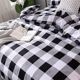 Farmhouse Buffalo Checked Bedding Set Black Gray White Plaid Comforter Cover King,Soft Lightweight Grid Bed Set 1 Lattice Duvet Cover, 2 Pillow Shams Modern Geometric Decor Grey,Zipper,Adult Erosebridal