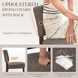 COLAMY Mid Century Modern Dining Chairs Set of 4, Upholstered Kitchen Chairs with Back, Farmhouse Fabric Side Dining Room Chairs with Wood Legs for Dining Room Kitchen Restaurant, Brown COLAMY