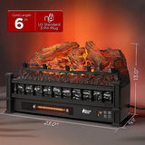 TURBRO Eternal Flame Infrared Electric Fireplace Logs, 23" Infrared Quartz, Remote Control Fireplace Insert Log Heater, Realistic Lemonwood Ember Bed, Thermostat, Timer, 1500W Black TURBRO