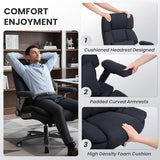 750lbs Heavy Duty Desk Chair with 3D Kneading Massage, Big and Tall Office Chairs with Ergonomic Support, 4D Armrests, 5 Quiet Dual Rubber Wheel, Thick Spring Cushion(Black-Fabric) CHAIRKER