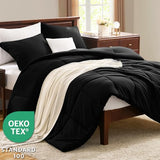 CozyLux Full Size Comforter Sets - Black Comforter Full Size, 3 Pieces Box Stitched Bed Set for All Seasons, Soft Lightweight Bedding Sets with 1 Down Alternative Comforter and 2 Pillow Shams CozyLux