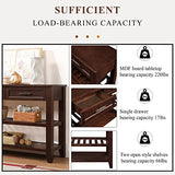 LKTART Solid Wood Console Table Sofa Tables with Drawers and Shelves Small Entryway Table for living room,Decorative,Foyer(42" Espresso) LKTART