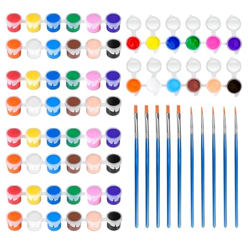 GODLIY 70 Pcs Mini Acrylic Paint Set for Kids,5 Pack 12 Colors Washable Children Paint Strip - Painting Canvas,Paper,Wood,Rock & Fabric,Perfect for Home Birthday Classroom Party Favors - WoodArtSupply