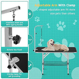 Polar Aurora 46'' Dog Grooming Table, Heavy Duty Pet Grooming Table for Dogs at Home Foldable Grooming Table w/Adjustable Arm & Noose & Mesh Tray Professional Dog Show Stainless Steel Black Polar Aurora