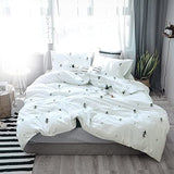 BuLuTu Kids Duvet Cover Full Size Cotton White/Grey,Premium Boys Girls Bedding Sets Twin,Single Bed Comforter Cover Zipper Closure,Forest Tree Print Pattern,Super Soft,Breathable,No Comforter BuLuTu