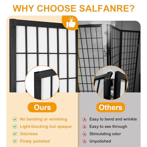 Salfanre 8 Panel Shoji Screen Room Divider, Japanese Room Divider for Room Separation, 66.9 Inches Folding Privacy Screens for Hoom Bedroom Office, Assembly-Free, Black Salfanre