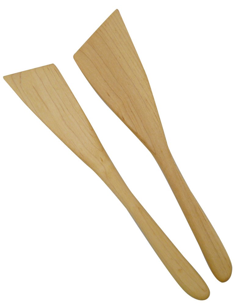 American Made Natural Hard Maple Wood Angled Spatulas, Set of 2 Modern Artisans