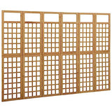 vidaXL 6-Panel Room Divider/Trellis, Solid Fir Wood, Outdoor Suitable, Plant Supporter, Foldable Design, Brown, Size: 95.5"x70.9", Assembly Required vidaXL