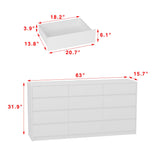 Homsee 12 Drawers Double Dresser, Modern Wood Dresser Chest of Drawers with Large Storage Space for Bedroom, White (63”L x 15.7”W x 31.9”H) Homsee