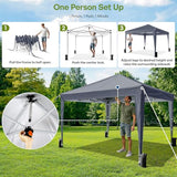 Driftalia 10x10 Pop Up Canopy with Sidewalls, Outdoor Instant Canopy Tent with Carry Bag for Commercial Events, Camping, Backyard Parties - Dark Grey Driftalia