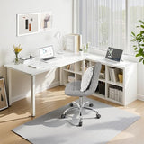 VECELO Height Adjustable Business Task Chair - Comfortable Padded Faux Leather Office Chair, Premium Craftsmanship, Rolling Swivel Desk Chair for Home Office Conference Room-Grey VECELO