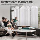 Aletheiawu Room Divider and Folding Privacy Screen 4 Panel Wood Arched Room Divider Wall, Separators Divider for Room Separation, Folding Portable Partition Screen for Home Office Bedroom (White) Aletheiawu