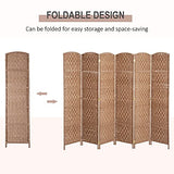 HOMCOM Room Divider, 6 Panel Folding Privacy Screen, 6FT Tall Portable Wicker Weave Partition Wall Divider for Bedroom, Home Office, Natural HOMCOM