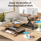 JYLH JOYSEEKER Standing Desk Converter 32 inch, Height Adjustable Sit Stand Desk Riser, Quick Sit to Stand Desktop Dual Monitor Riser Workstation for Home Office with Keyboard Tray, Rustic Brown JYLH JOYSEEKER