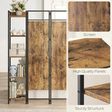 YATINEY Room Divider, 4 Panel Folding Privacy Screen with Storage, Portable Room Partition for Room Separator, Wall Divider Screen for Bedroom, Office, Rustic Brown and Black YATINEY