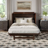 AFI, Northfield Murphy Bed Chest Full with 6" Mattress, Storage Drawer & Built-in USB Charger, Burnt Amber AFI