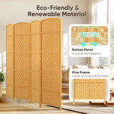 JOSTYLE 6ft. Tall Extra Wide Folding Privacy Screens with Diamond Double-Weave Room dividers and Freestanding Privacy Screens(Yellow, 4-Panel) JOSTYLE