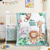 NacoMoco 3-Piece Crib Bedding Set for Boys Girls - Ultra Soft & Skin Friendly Baby Bedding Set Includes Crib Comforter, Sheet & Crib Skirt (Safari) NacoMoco