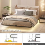 Kaelidra Full Size Floating Bed Frame with Smart LED Lights, Heavy Duty Metal Platform Floating Bed Frame, No Box Spring Needed, Easy Assembly, Noise Free Kaelidra