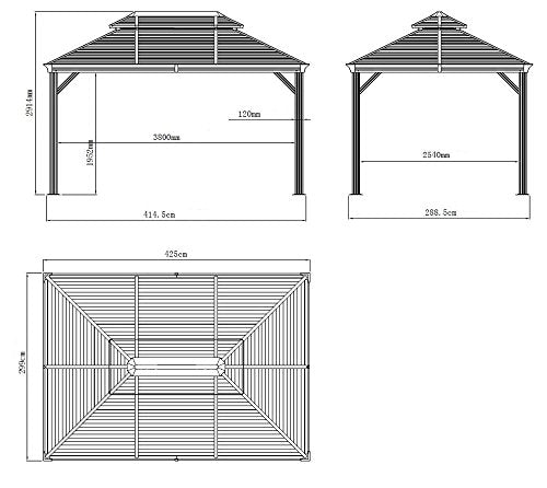 Sojag Outdoor 10' x 14' Mykonos Double Roof Hardtop Gazebo Outdoor Sun Shelter Sojag