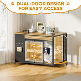 Hugcoz 38" Dog Crate Furniture - Dog Crate with DIY Frame, Sliding Door Indoor Kennel, Wooden Dog Cage End Table, for Medium/Large Breed, Rustic Brown Size L HugCoz