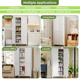 METALYEYE 74" H Kitchen Pantry Storage Cabinet, Metal Storage Cabinets with 5 Adjustable Shelves for Home, Kitchen, Living Room, Required Assembly, White METALYEYE