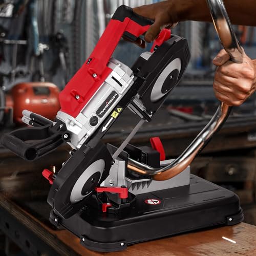 PowerSmart Portable Band Saw with Removable Alloy Steel Base, 10Amp 1100W Motor 5-Inch Deep Cut Bandsaw for Metal Wood - WoodArtSupply