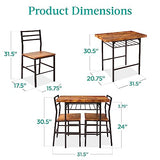 Best Choice Products 3-Piece Modern Dining Set, Space Saving Dinette for Kitchen, Dining Room, Small Space w/Steel Frame, Built-in Storage Rack - Medium Brown/Black Best Choice Products