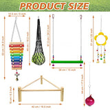 9 Pack Chicken Toys, Chicken Coop Accessories for Father's Day, with 2 Chicken Swing, 1 Chicken Wood Stand, 1 Chicken Xylophone, 1 Chicken Mirror, 2 Vegetable Net Bag, 2 Vegetable Fruits Hanging Fork Auliand