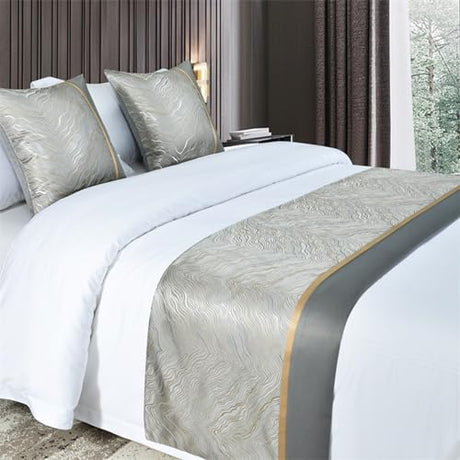 XHCTNN Bed Runners and Matching Cushion Cover, Sided Bed Throws Satin Bedding Scarf Protection Bedroom Home Decoration for Single Double King Size(D,20 * 94"-Bed Runners) XHCTNN