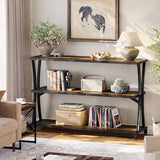Tribesigns Industrial 3-Tier Console Table, Rustic Narrow Entryway Sofa Table with Storage Shelves for Living Room, Hallway, Foyer Tribesigns