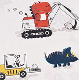 J-pinno Dinosaur Construction Work Digger Cars Vehicle Cute Cozy Fun Twin Sheet Set for Kids Girls Children, 100% Cotton, Flat Sheet + Fitted Sheet + Pillowcase Bedding Set (Dinosaur, Twin) J-pinno